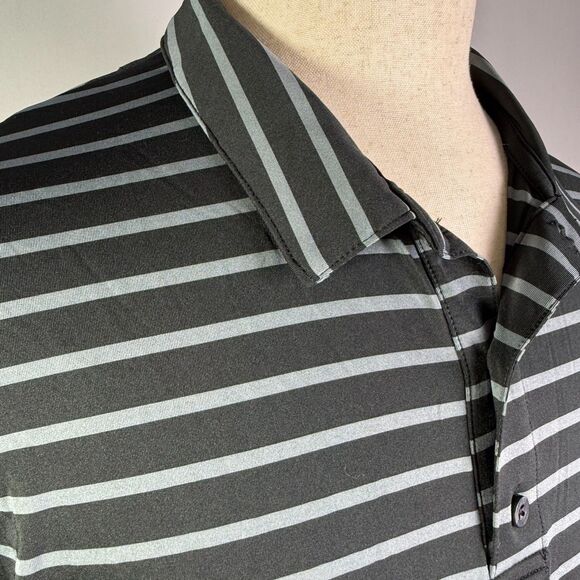 Drake Performance Stretch Polo, Black and Gray Striped, Sz XL, Golf Shirt 2/$25 - Picture 4 of 11